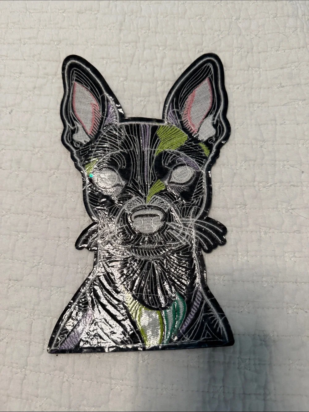 NWOT Mexican Sequined Multicolor Dog Patch - Vibrant Decorative Applique